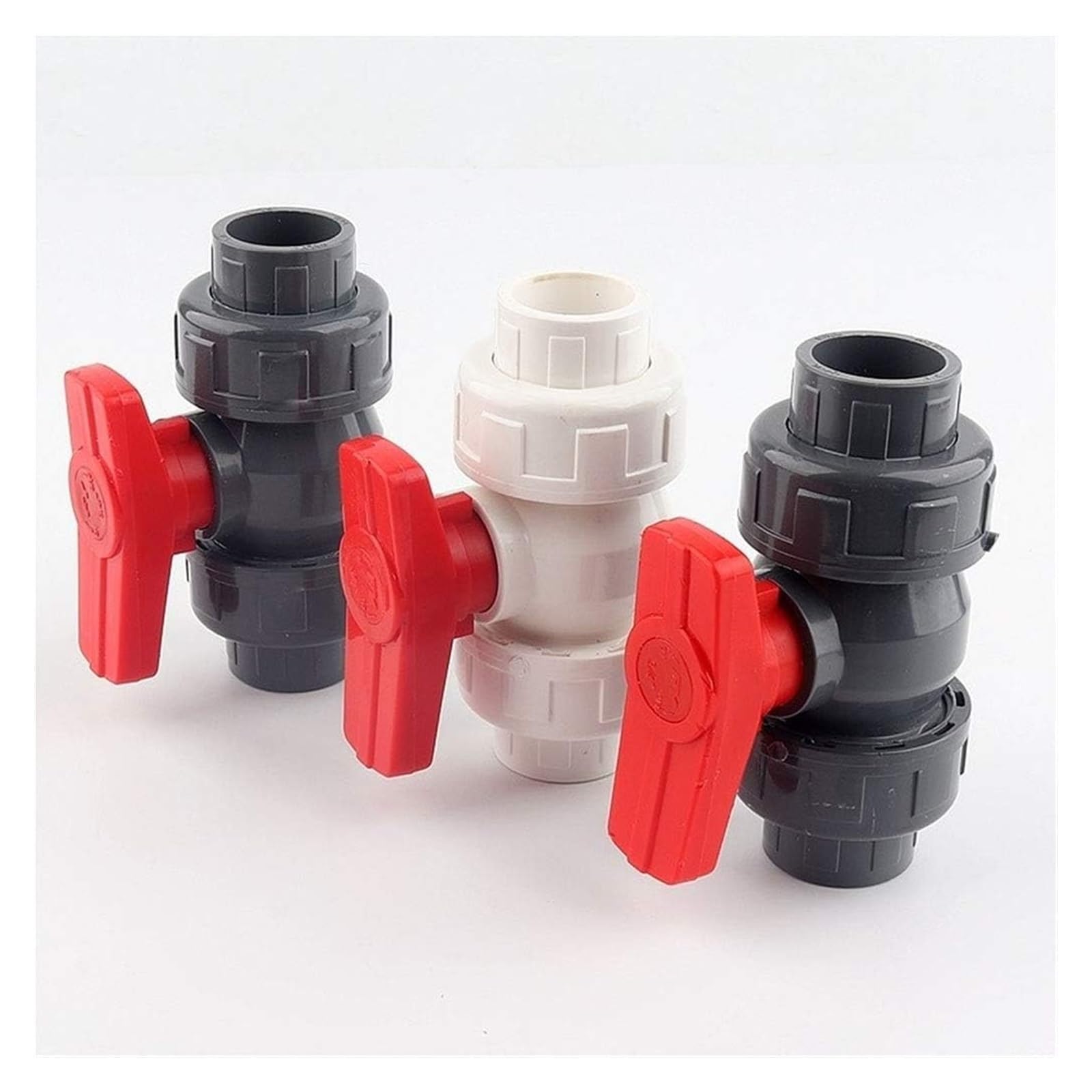 Zawór kulowy z gniazdem rurowym z PVC Zawór kulowy z podwójnym złączem PVC 20-50 mm do akwarium i nawadniania(Black,40mm)