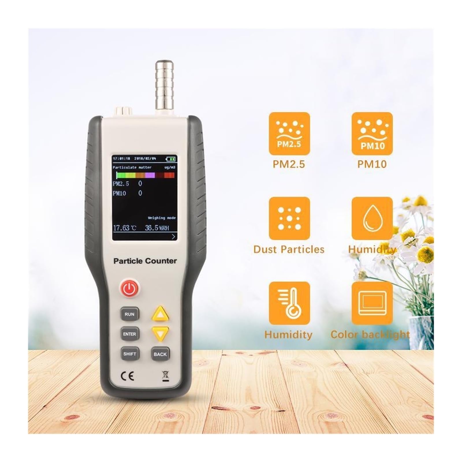 Detector de Gas, Tamaño de partículas Seis Canales 0,3,5, 1, PM2. PM10 Detector Contador Polvo Monitor Calidad del Aire para el Trabajo y el hogar