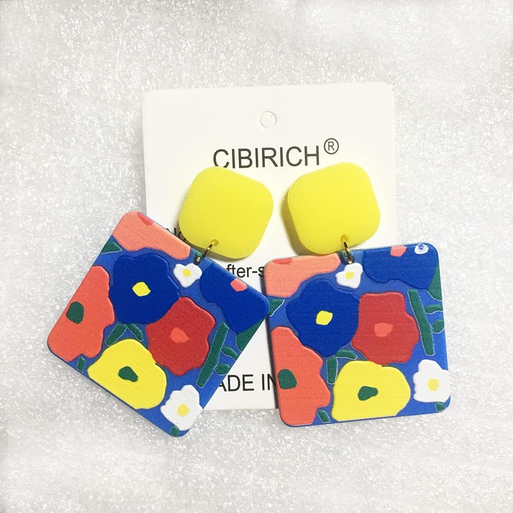 Acrylic Earrings for Women Multicolor Resin Earrings Statement Dangles Drop Earrings - Image 5