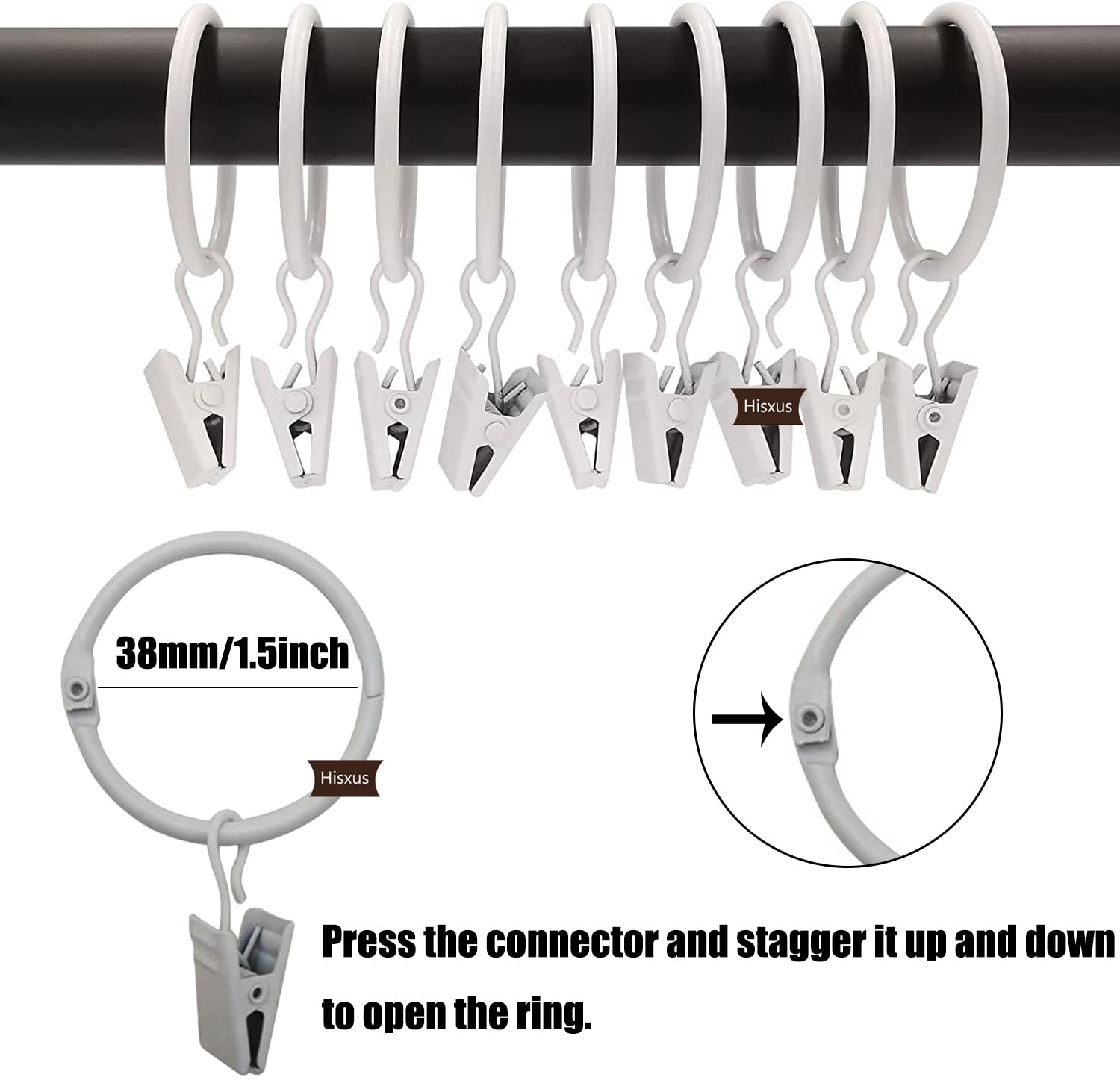 Meriville 28 Anillos De Cortina Planos De Metal De 1.5 Pulgadas De Diámetro  Interior Con Ojales,, image size:1500x1463