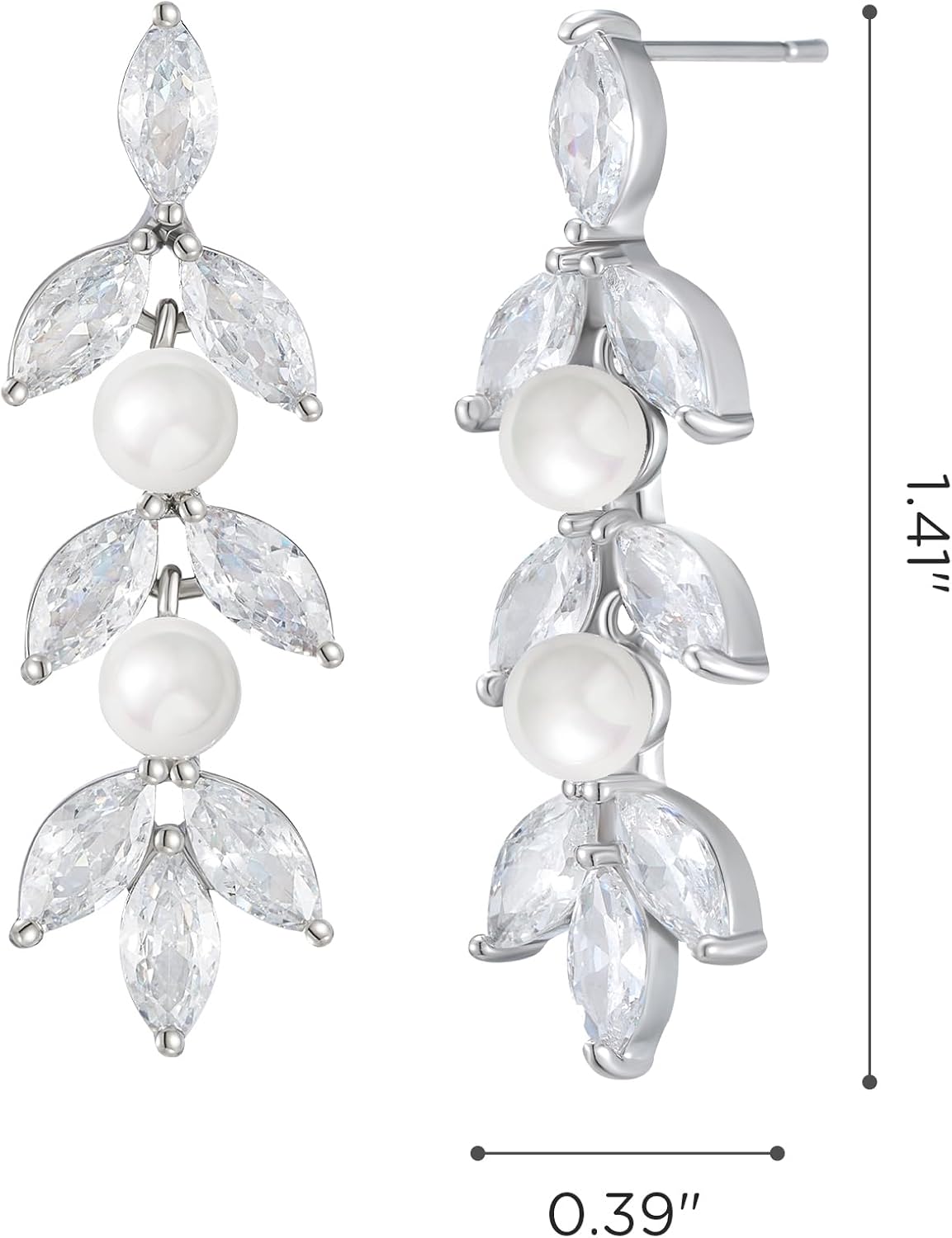 SWEETV Cubic Zirconia Wedding Earrings for Brides Bridesmaids, Elegant Marquise Bridal Dangling Earrings, Crystal Drop earrings for Women Jewelry Gifts - Image 7