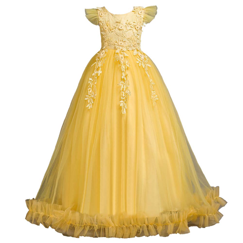 Valin Blumensmädchenkleid Prinzessin Kleid Festliches Kinderkleid Ohne Arm Spitze Tüll Party Festliche Hochzeit Kleid 4-14 Jahre,V833
