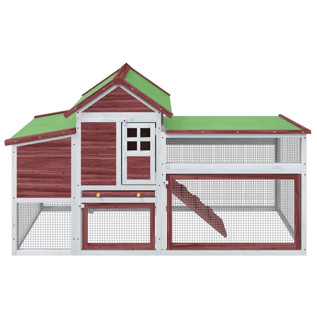 Gallinero moca de madera maciza de pino 186,5 x 58,5 x 113 cm con techo impermeable y valla de malla de alambre, jaula para animales pequeños para conejos, conejos, conejos, roedores, salida