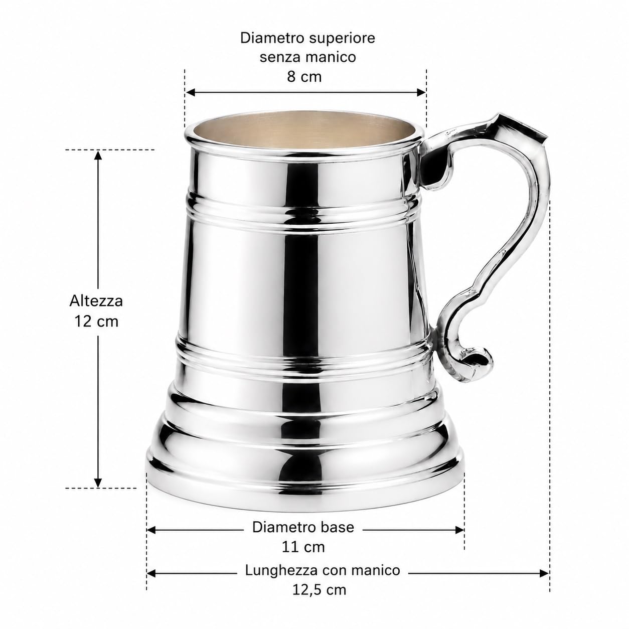 ROYAL QUEEN Portapenne Mug Boccale Tankard in Sheffield placcato argento cod.518531 cm 12h diam.8 by Varotto & Co.