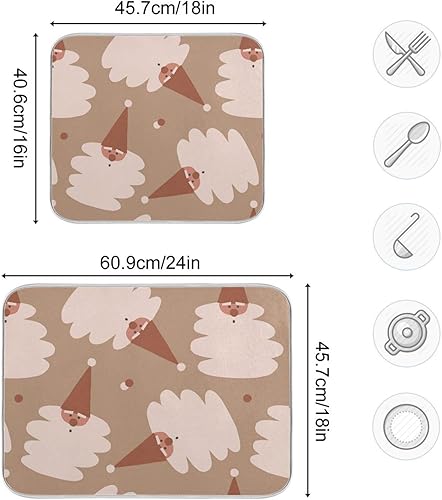 Miniatura 3 de Santa Claus Head Drying Dish Mat Dish Draining Mat For Kitchen Counter Dish Drainers Mat Tapete Para Cocina 16'' x 18''