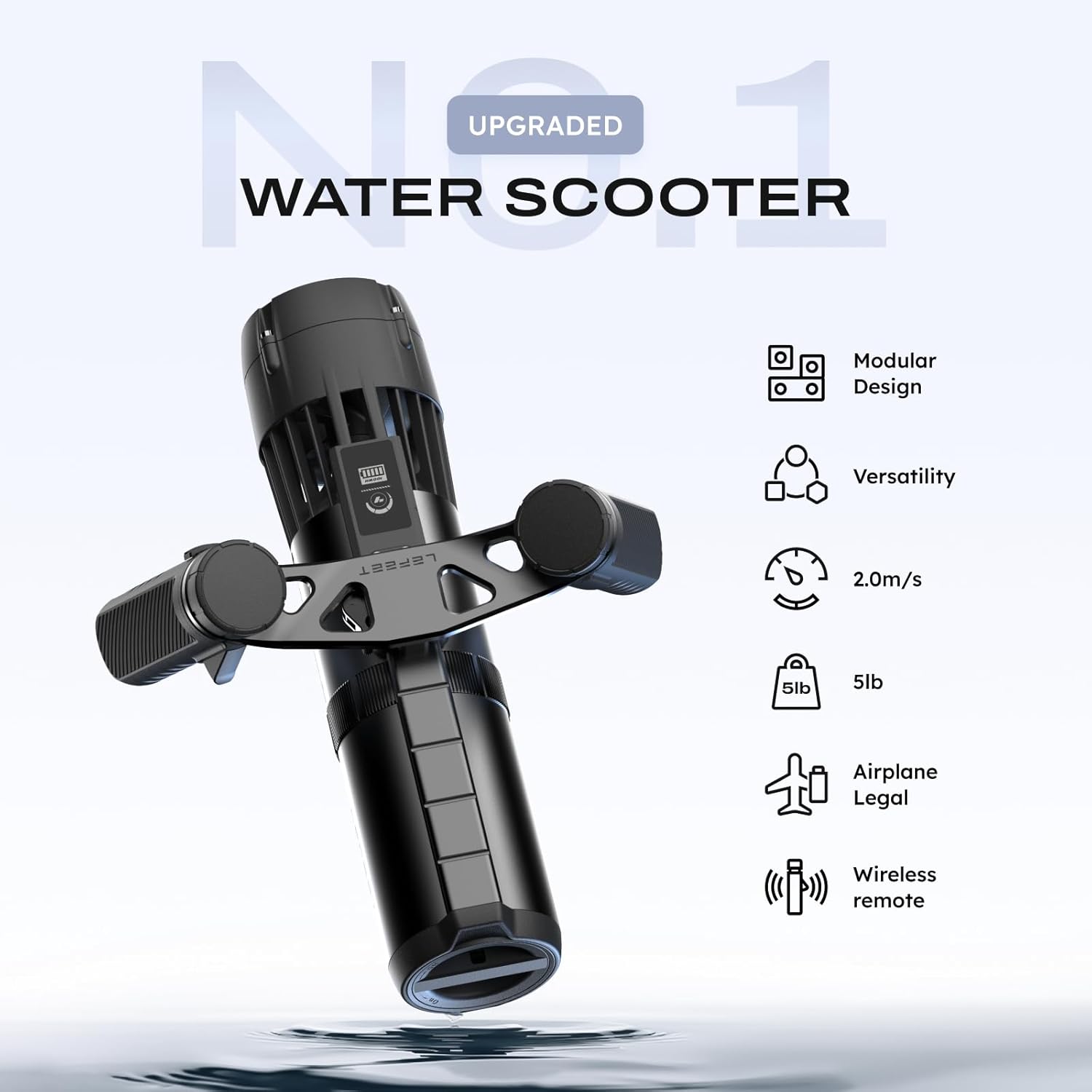 Lefeet P1 underwater scooter (professional degree): max 2m/s super power mini, integrated camera support, modular design expands, 60 m of waterproof sea scooter for diving, snorkeling, swimming 3 61TGnYpFiEL. AC SL1500