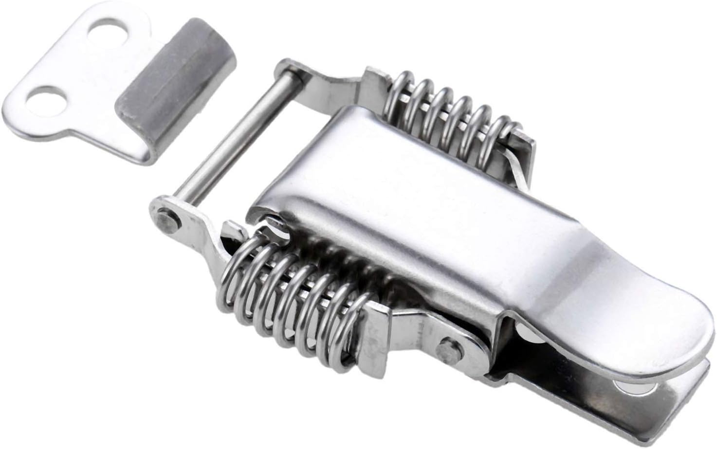 Hasp,90 * 46mm Stainless Steel Spring Toggle Latch Catch Wooden Box Lock Toolbox Buckle Electrical Box Hasp Box Hardware