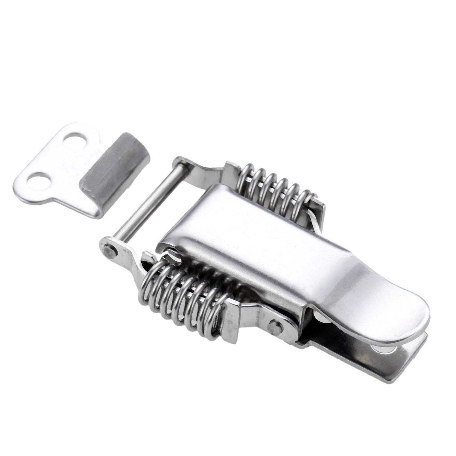 SHALLEZSOU Key Hasp Lock 90 * 46mm Stainless Steel Spring Toggle Latch Catch Wooden Box Lock Toolbox Buckle Electrical Hasp Hardware
