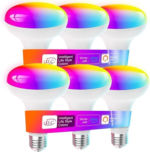 ILC Bombilla LED BR30, bombillas de inundación Alexa, compatible con dispositivo Echo requerido por Alexa, equivalente a 70 W, cambio de color,