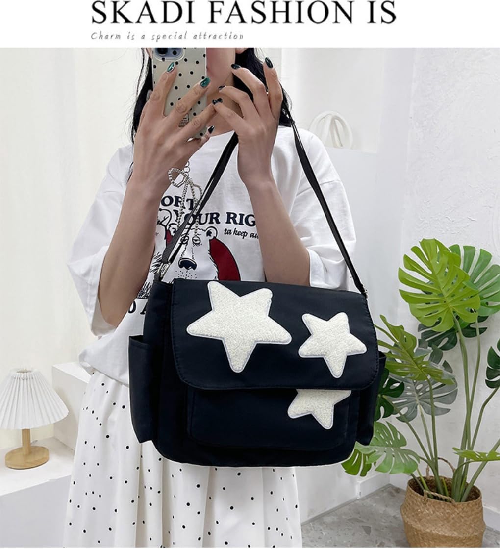 Cute Messenger Bag with Star Cute Coin Purse and y2k keychain,Y2K Star Grunge Bag Shoulder Tote Purse.Tote Book Bag - Image 3