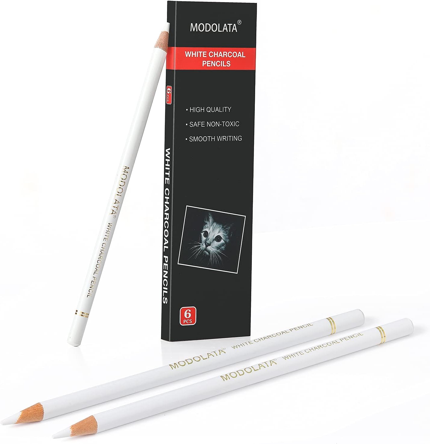 White Charcoal Pencils for Artist, Set of 6 White Drawing Pencil for Illustration,Shading, Blending,Sketching, Black Paper : Arts, Crafts & Sewing