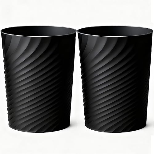 Basurero de Baño de 1.8 Galones Cesta de Basura Pequeña Bote de Basura para Dormitorio, Oficina, Cocina, 2 Paquetes Negro 4-Negro