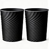 HOLTPHILI Bathroom Trash Can 1.8 Gallon Small Waste Basket Garbage Can for Bedroom Office Kitchen, 2 Pcak Black