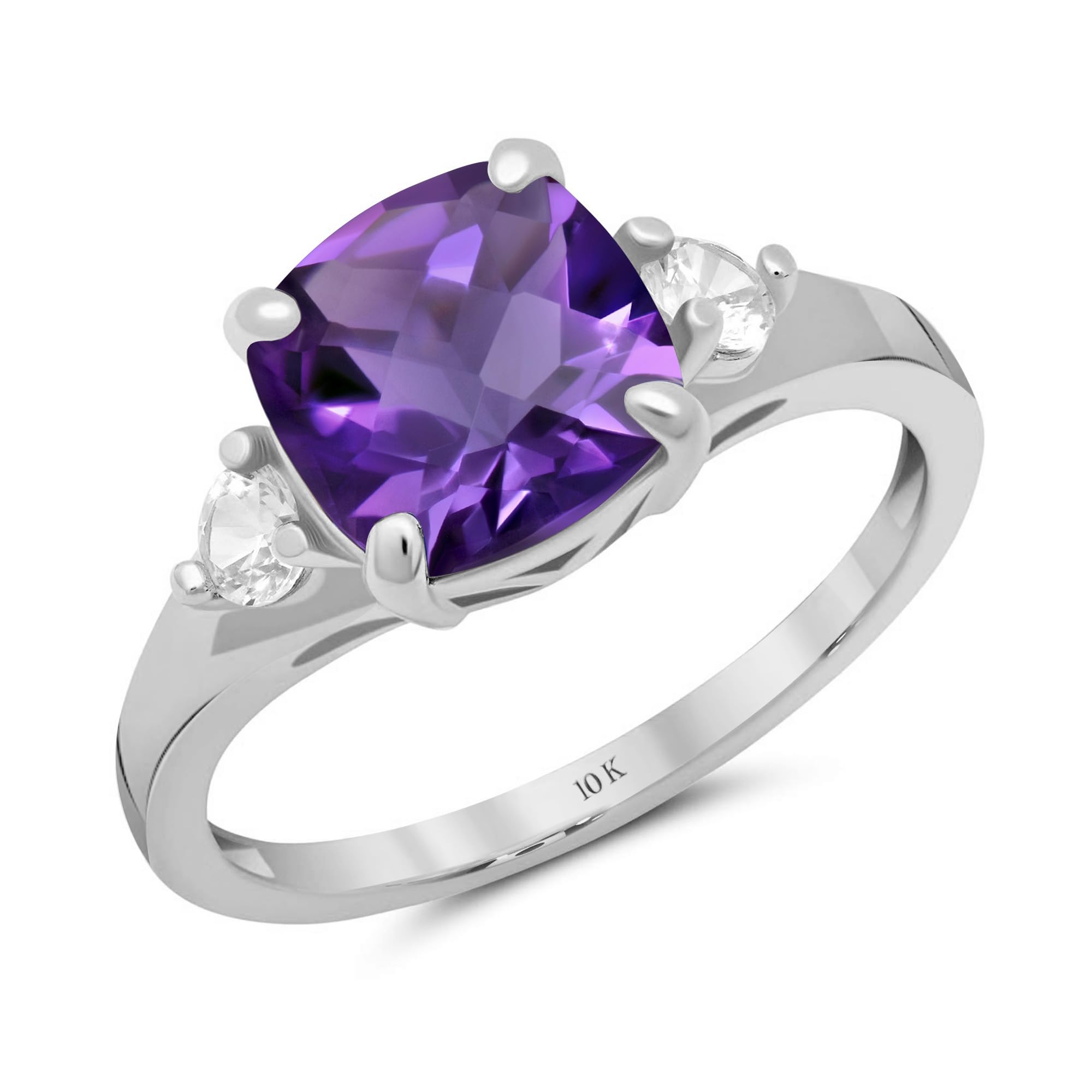 Max + Stone 10K Gold Cushion Cut Three Stone Ring