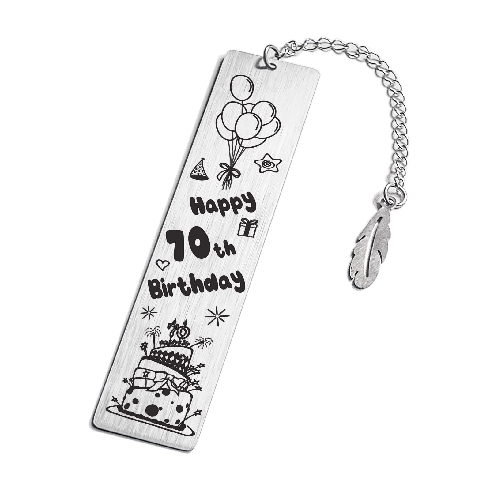 Stainless Steel Bookmark - Laser Engraved Happy 70th Birthday Gift For Book Lovers