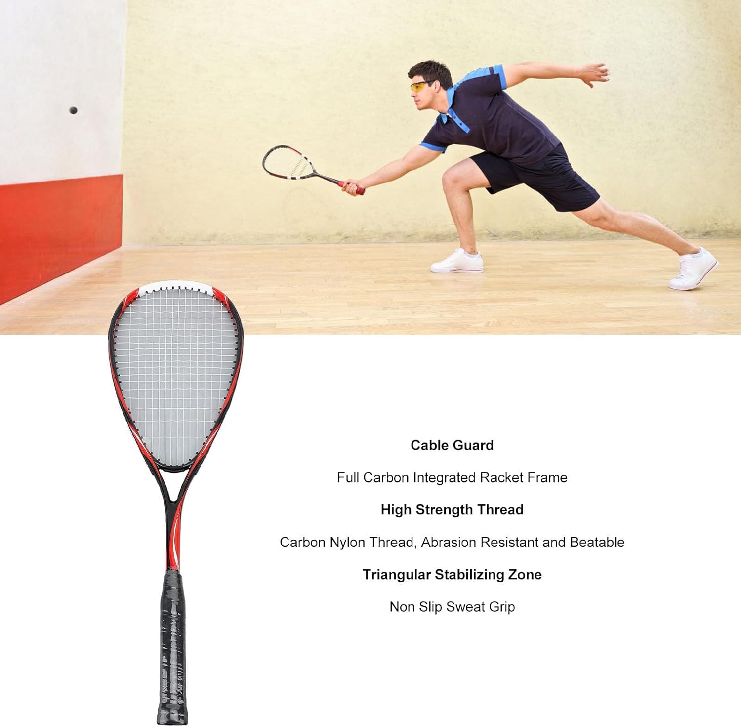 Training Squash Racket Carbon Lightweight Beginner Squash Racket for Gym Park School