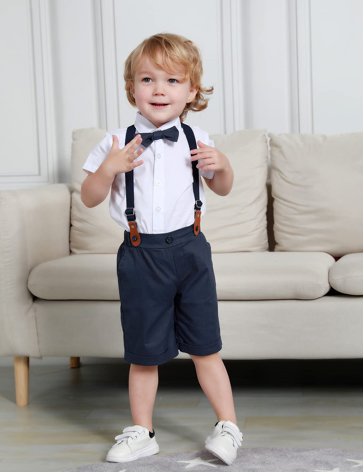 mintgreen Bambino Ragazzo Abiti 2PCS Pasqua Formale Camicia Pantaloni Set con Papillon Bretella 3-18 Mesi
