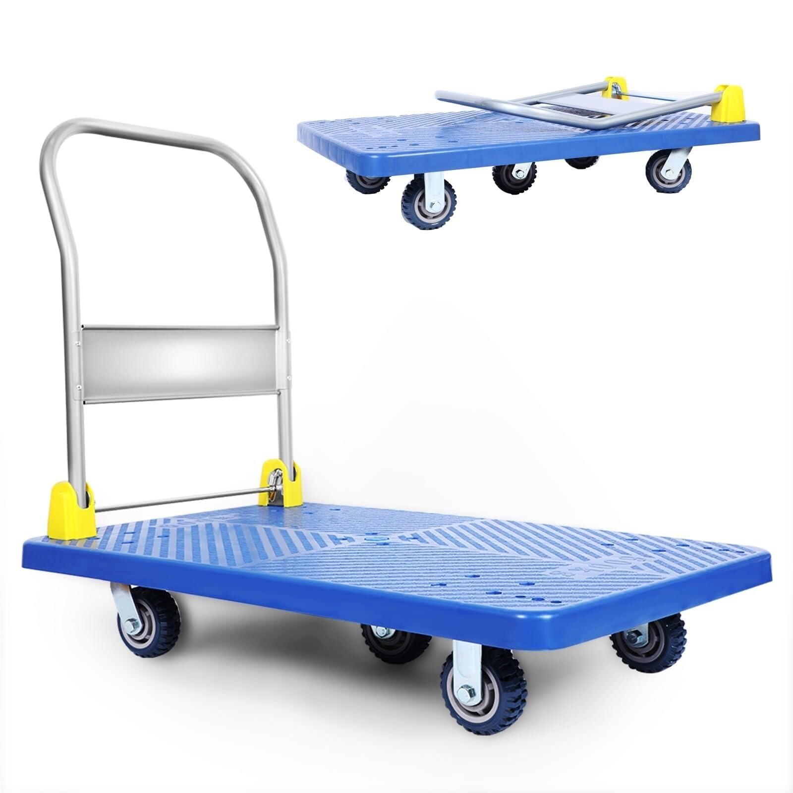 Carrello Mano Carrello Pieghevole for Impieghi Gravosi con Ruote E Maniglia, Salvaspazio Piattaforma Trasporto