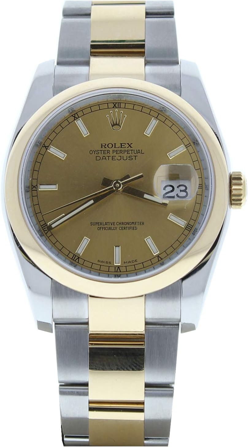 Rolex Datejust 36 Steel & 18k Gold Watch Champagne Index Dial (Preowned)