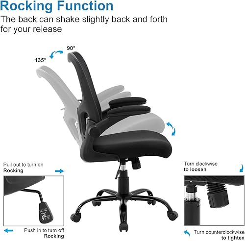 Miniatura 5 de Silla de oficina para el hogar, silla de trabajo ejecutiva para computadora con soporte lumbar de 250 libras, color negro