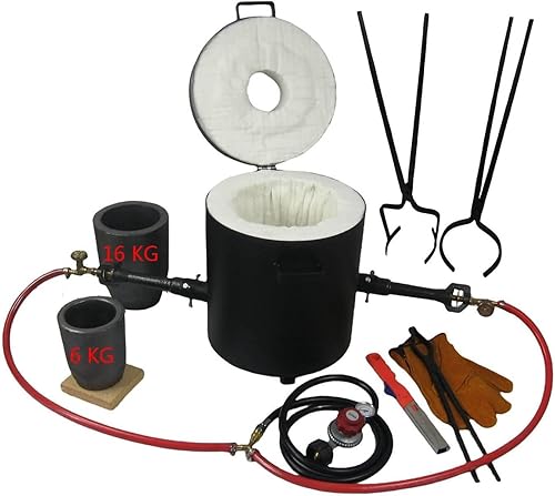 Miniatura 7 de Kits de horno de fusión de propano de 35.3 lbs con quemadores de doble forja, crisoles de 35.3 lbs y 13.2 lbs y otras herramientas de fundición