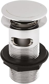 Nuie EK303 ǀ Modern Bathroom Push Button Slotted Basin Waste, 97mm x 61mm, Chrome