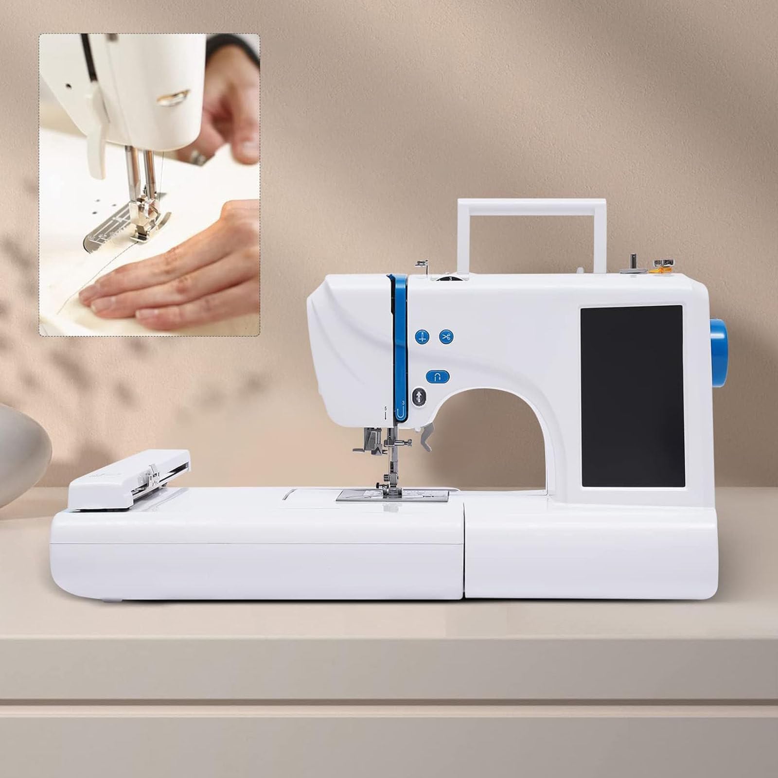 PixCy Macchina da Ricamo Computerizzata per Abbigliamento, 4 "X 9,2" di Grandi Dimensioni di Ricamo, Touchscreen LCD da 7 '' per Uso Domestico, Macchina da Cucito Automatico