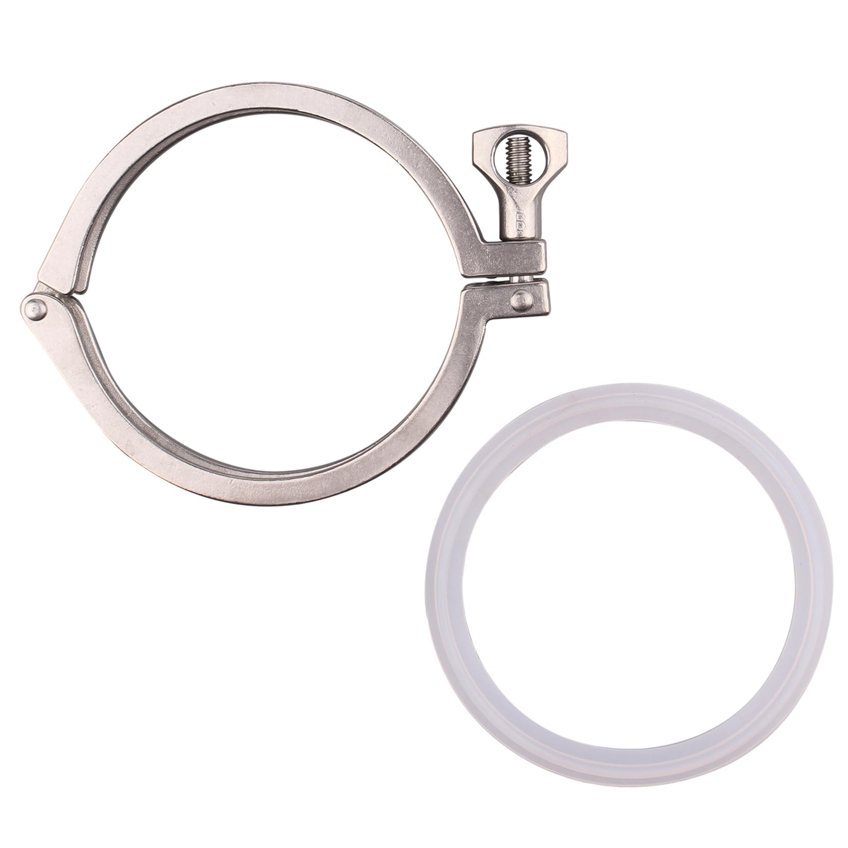DERNORD Single Pin Heavy Duty Tri Clamp Stainless Steel 304 with Wing Nut for Ferrule TC with 1PC Silicone Gasket (4inch Tri Clamp+Silicone Gasket)