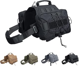 EXCELLENT ELITE SPANKER Dog Backpack Dog Saddle Backpack for Travel, Camping Hiking for Medium Large Dogs with 2 Spacious Side Pockets (BLK-M) | Nylon, justerbar, med 2 rymliga sidofickor för resor camping vandring för medelstora och stora hundar