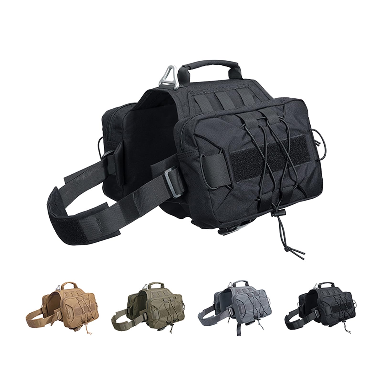 EXCELLENT ELITE SPANKER Sac à Dos pour Chien Hound Sac à Dos de Selle pour Le Voyage, Le Camping et la randonnée pour Chiens de Moyenne et Grande Taille avec 2 Poches latérales spacieuses(BLK-L)