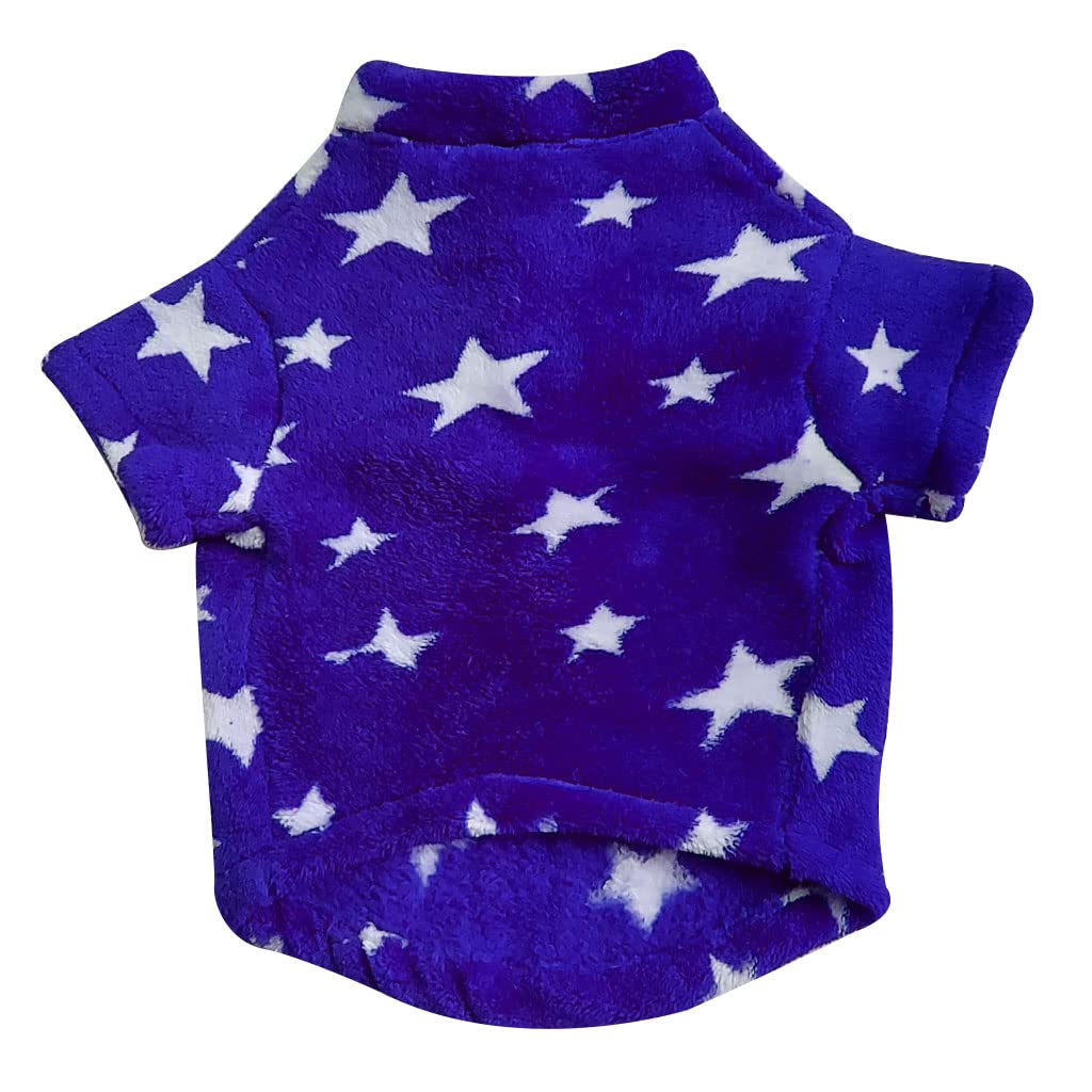 FETCHER Star Royal Blue Color Flannel Dog Costume Dog Cold Weather Coats Cat Apparel Doggie Clothes Pet High Collar Fleece Sweater Outfit Dog Thickened Warm Flannel Clothes (12" X-Small) 1