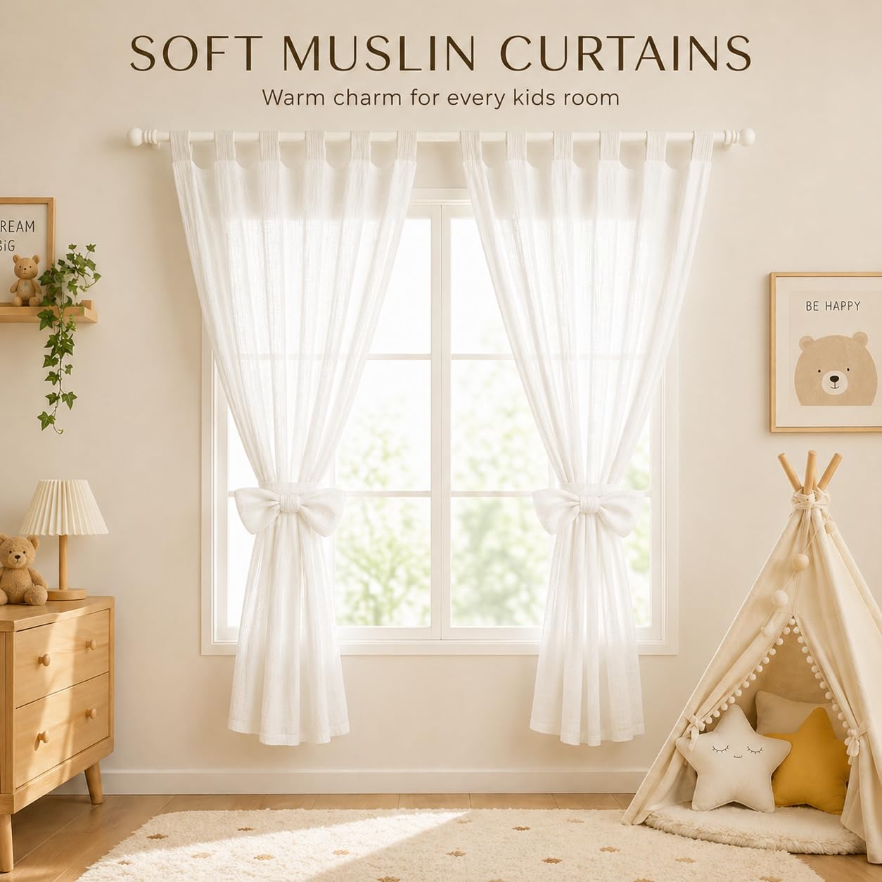 Blickdichte Musselin Gardinen, 2 Stück Dekorative Vorhänge (100×150 cm), aus 100% Bio-Baumwolle, wärmeisolierend und lichtundurchlässig, geeignet für Kinderzimmer und Wohnzimmer -Altrosa