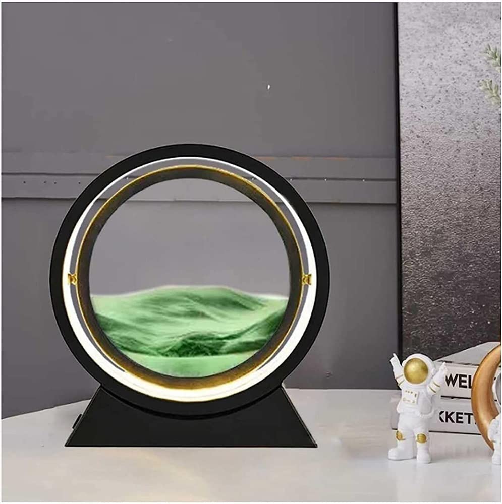 TUKRKRS Moving Sand Art Picture, 360° Rotatable Sand Painting Light, Moving Sand Art Liquid Motion, 3D Sandscape Hourglass, Moving Sand Art Decor, for Home Office Decor Creative Gift