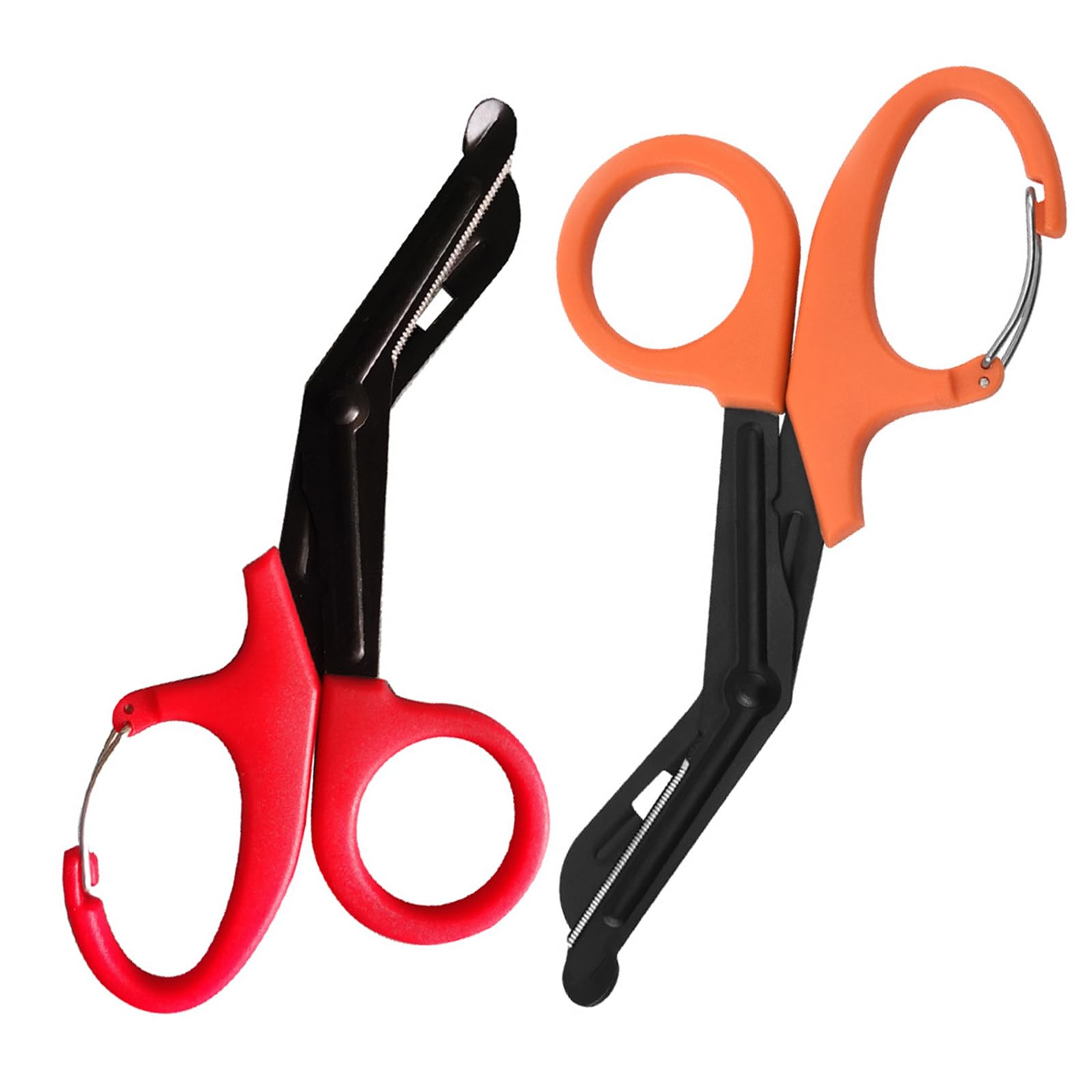 2 Stück 19cm Notfall Schere, Mullschere mit Schnalle, Verbandschere, Rettungsschere, Kleiderschere, Für Einsatz Im Rettungsdienst Oder Alltägliche Aufgaben (Orange und Rot)