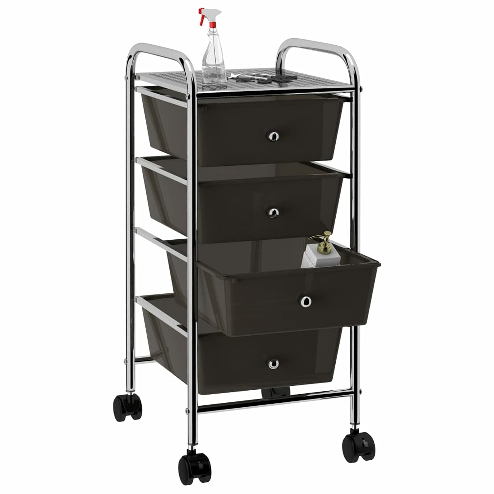 Rantry Carrello Portaoggetti Mobile con 4 Cassetti Nero in Plastica Decorazione da Mobili