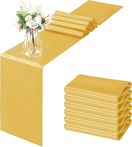 Miniatura 8 de Horbaunal Paquete de 6 caminos de satén de 12 x 72 pulgadas, brillantes, sedosos, suaves, satinados, para cumpleaños, bodas, fiestas, banquetes,