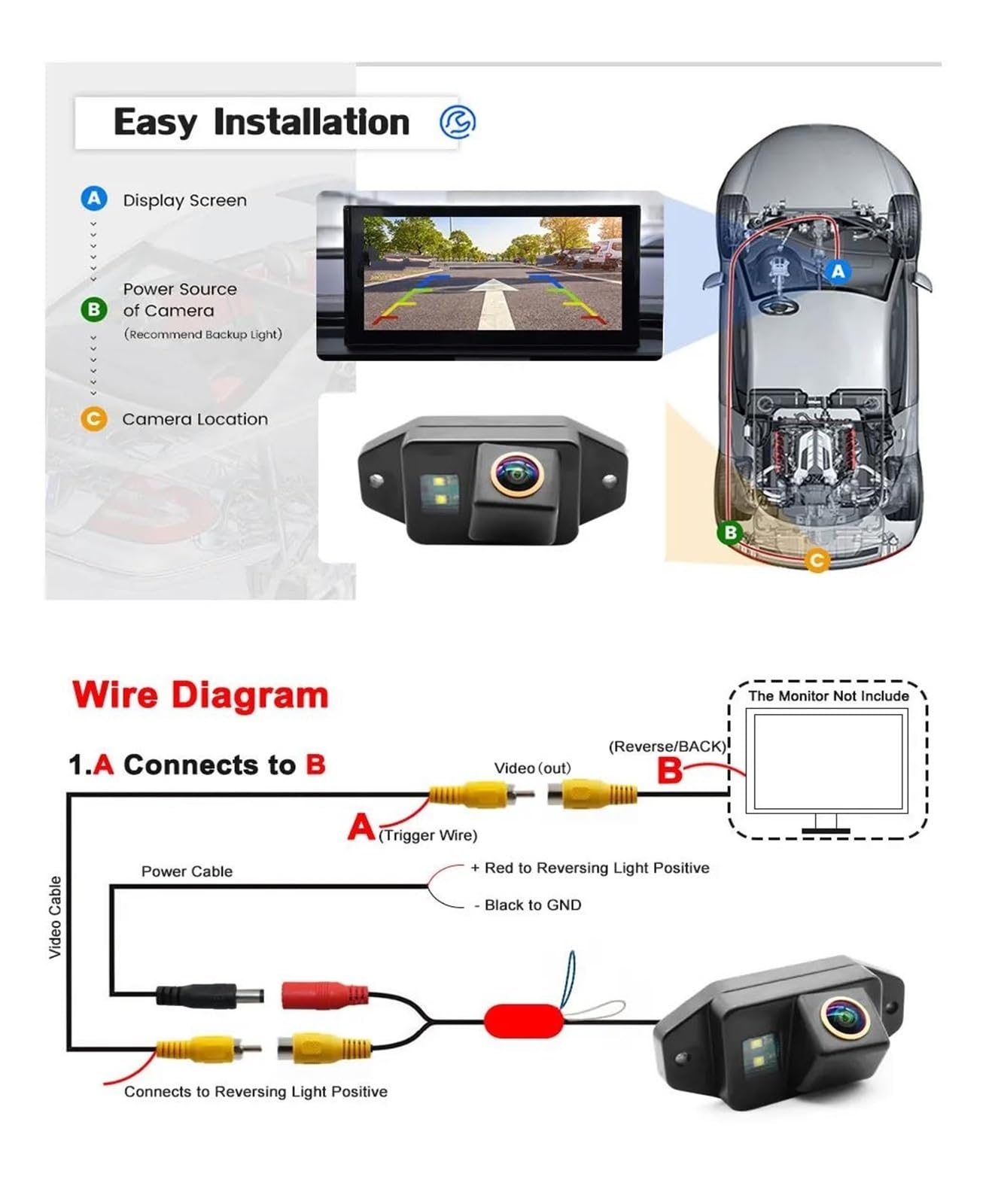 Cámara Visión Trasera con Luz Matrícula Coche Nocturna para Toyota para Prado para Land para Cruiser 120 2007-2011 La Cámara Aparcamiento