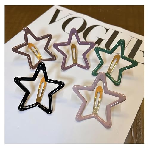 Miniatura 2 de Pinzas para el cabello de estrellas coloridas a presión, pinzas de metal para mujeres y niñas, accesorios para el cabello Y2K (5 piezas de 2.16
