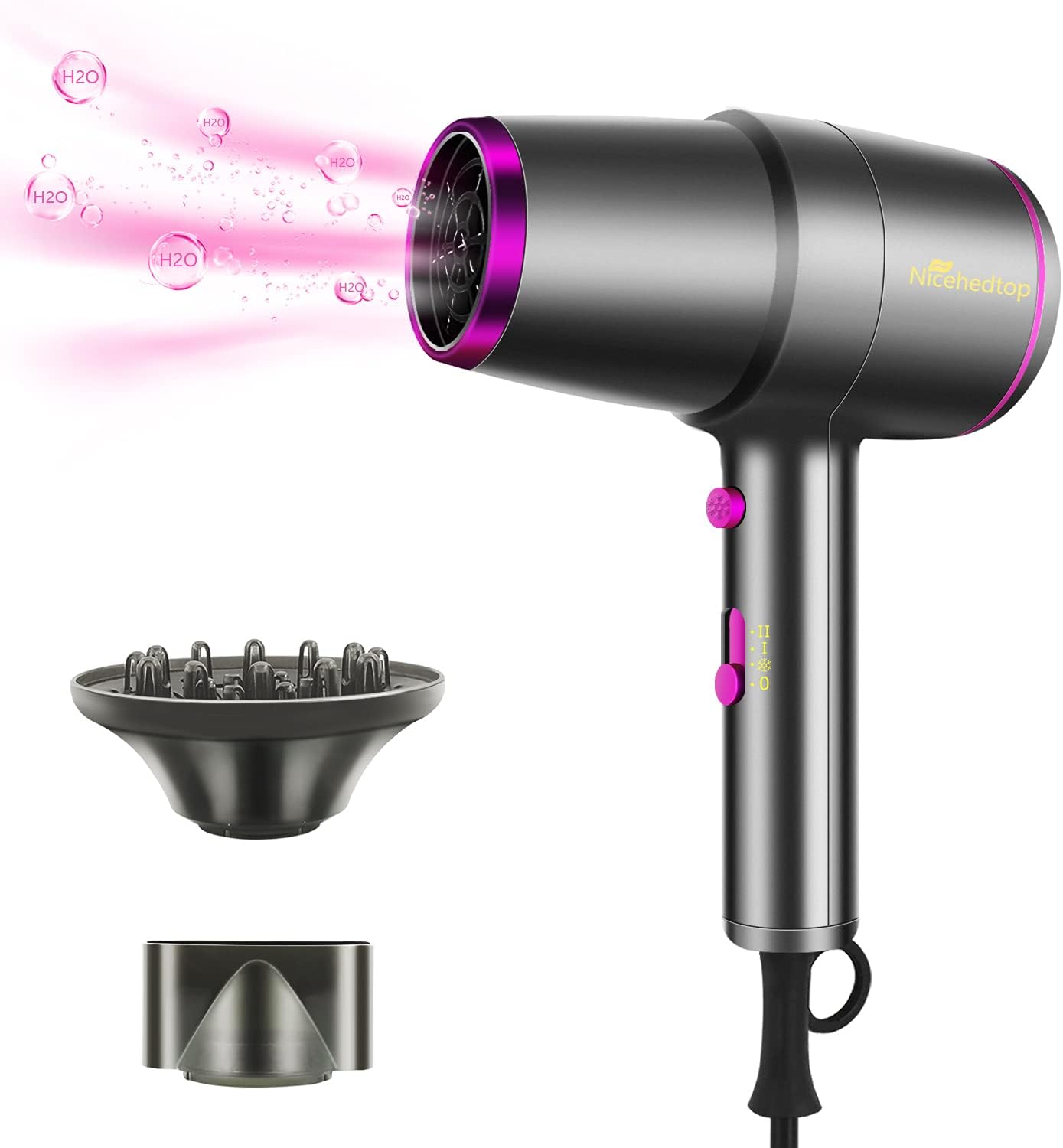 Nicehedtop Secador Pelo Profesional Ionico Viaje con Difusor 2200W para  Mujer Hombre,Secador de Cabello Rizado Peluqueria 3 Velocidades,Secador de  Pelo Rizos Potente Ligero Portátil Hogar Salón : Amazon.es: Belleza