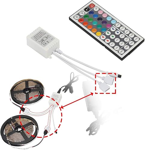 Miniatura 4 de SUPERNIGHT Controlador remoto de tira de luz RGB y AC 100-240V a DC 12 voltios 5A adaptador de fuente de alimentación transformador para luces de