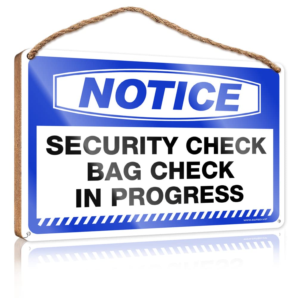 DTHA Funny Family Signs Wall Art Notice Security Check Bag In Progress Wooden Sign Funny Wall Decor Signs Home Signs Decor(15X28CM)