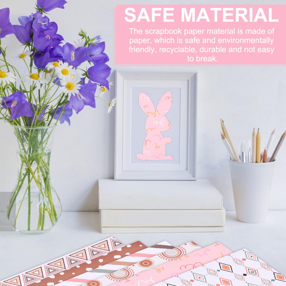 Kauzon Pink Bow Scrapbook Paper - 24 Sheets, 12 Patterns, Double-Sided Printing, 11