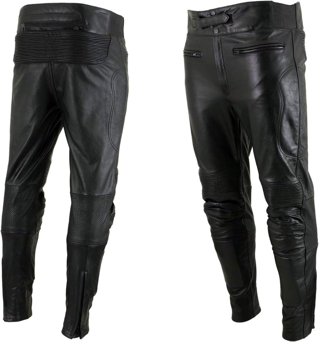 Milwaukee Leather LKM5713 Men's Premium Black Cowhide Leather Racing Pants w/CE Armor Knee Protection