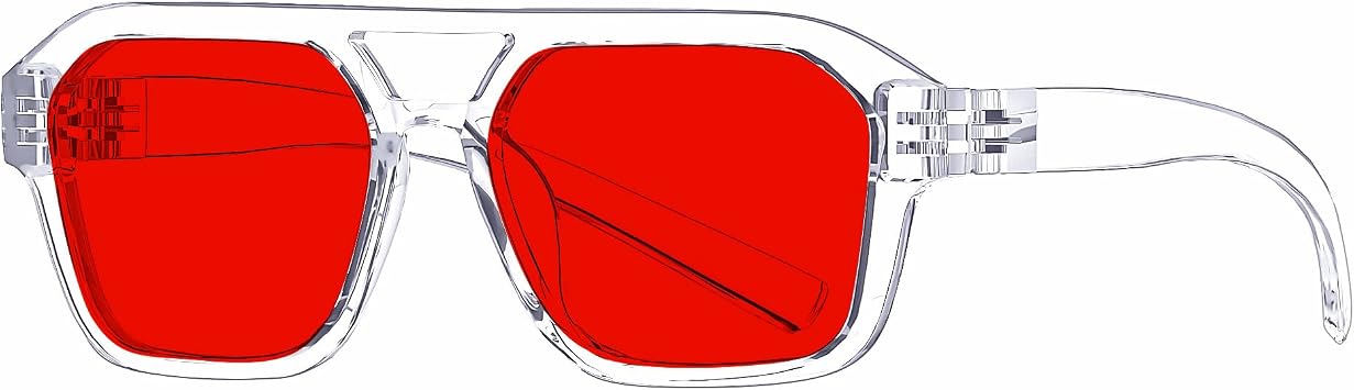 Eyekepper Pilot Sleeping Glasses with Blue Green Light Blocking, Red Lens Night Time Eyeglasses Men Women for Optimized Sleep, Clear