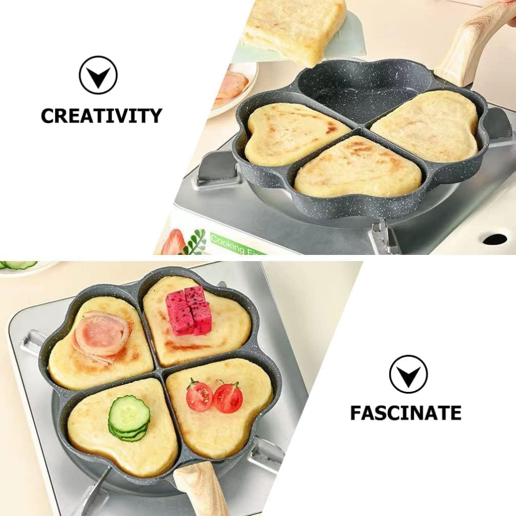 AEKDO Heart-Shaped 4-Cup Non-Stick Aluminum Egg Frying Pan, Easy Clean, Gas & Induction Compatible 2