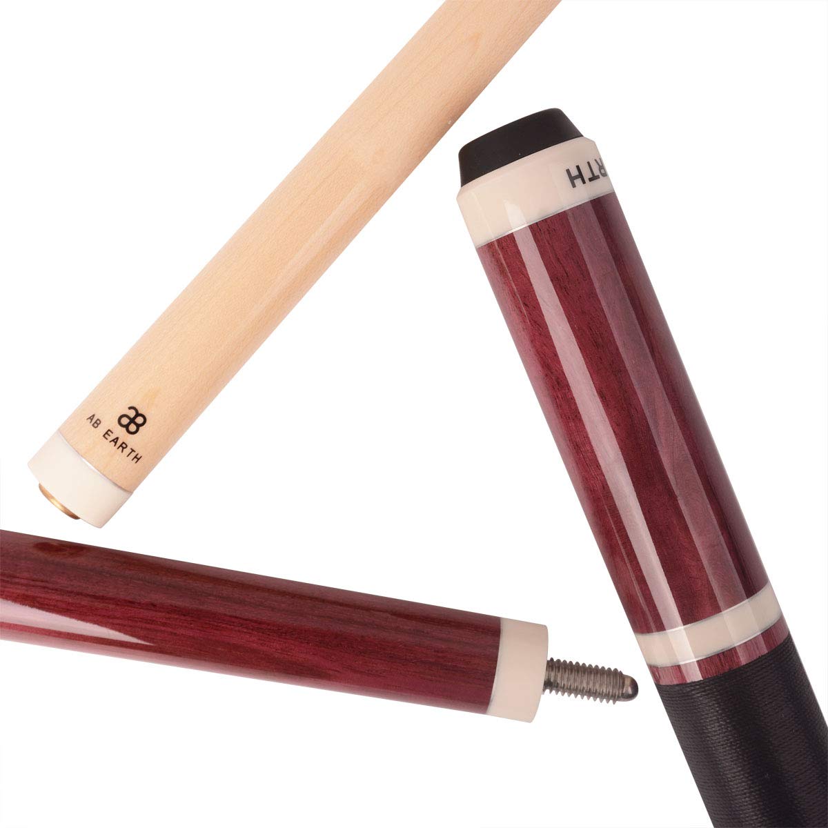 AB Earth Heavy 3-Piece Jump Break Cue 19oz/20oz/21oz/23oz/25oz/28oz (Maroon, 25oz) — image 1