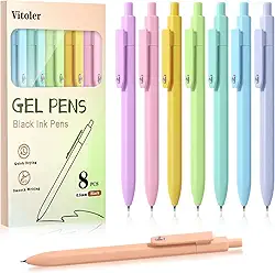 Canetas de gel, 8 canetas de tinta preta, esferográficas, escrita suave, canetas fofas de 0,5 mm para escrever no diário, material escolar de escritório fofas, presentes para mulheres