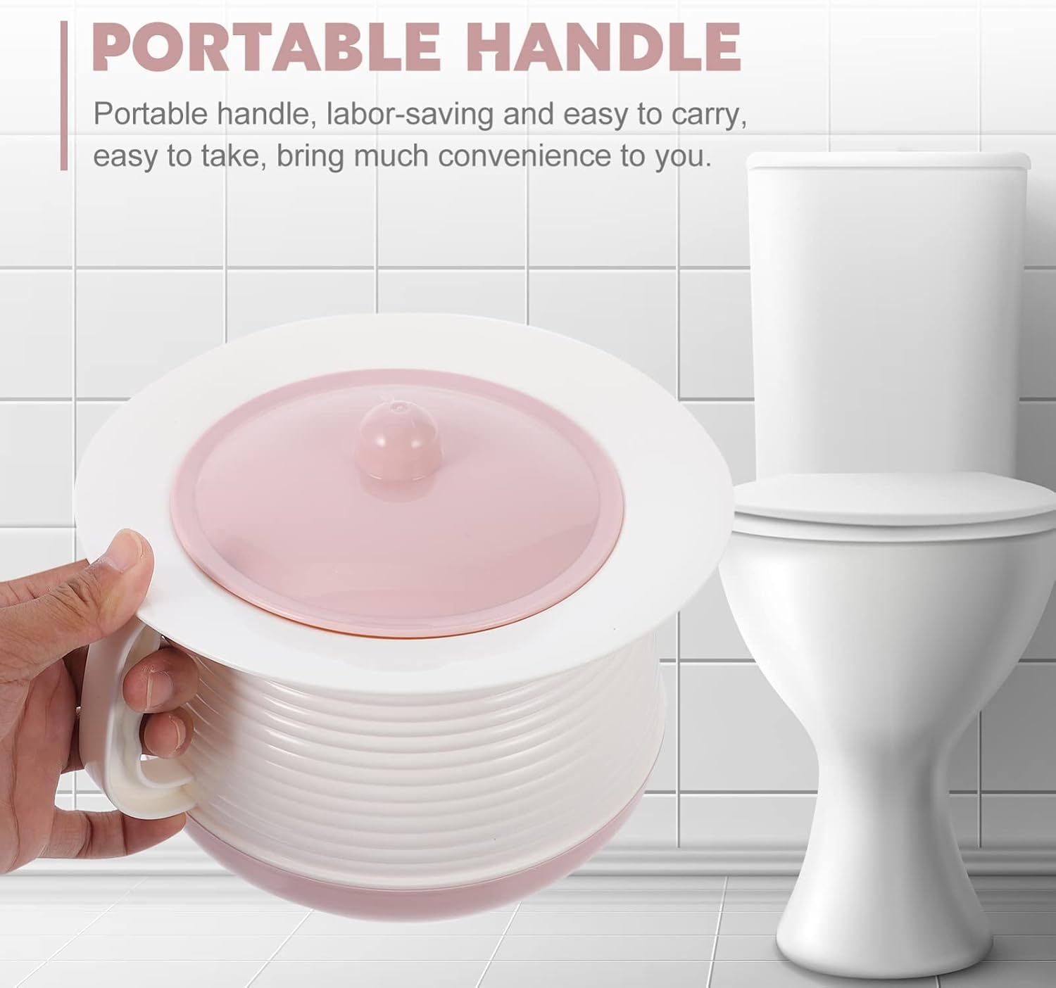 GARVALON Senior Bedside Toilet Portable Urine Bottle Plastic Spittoon Lid Travel Urinal for Women Easy to Use