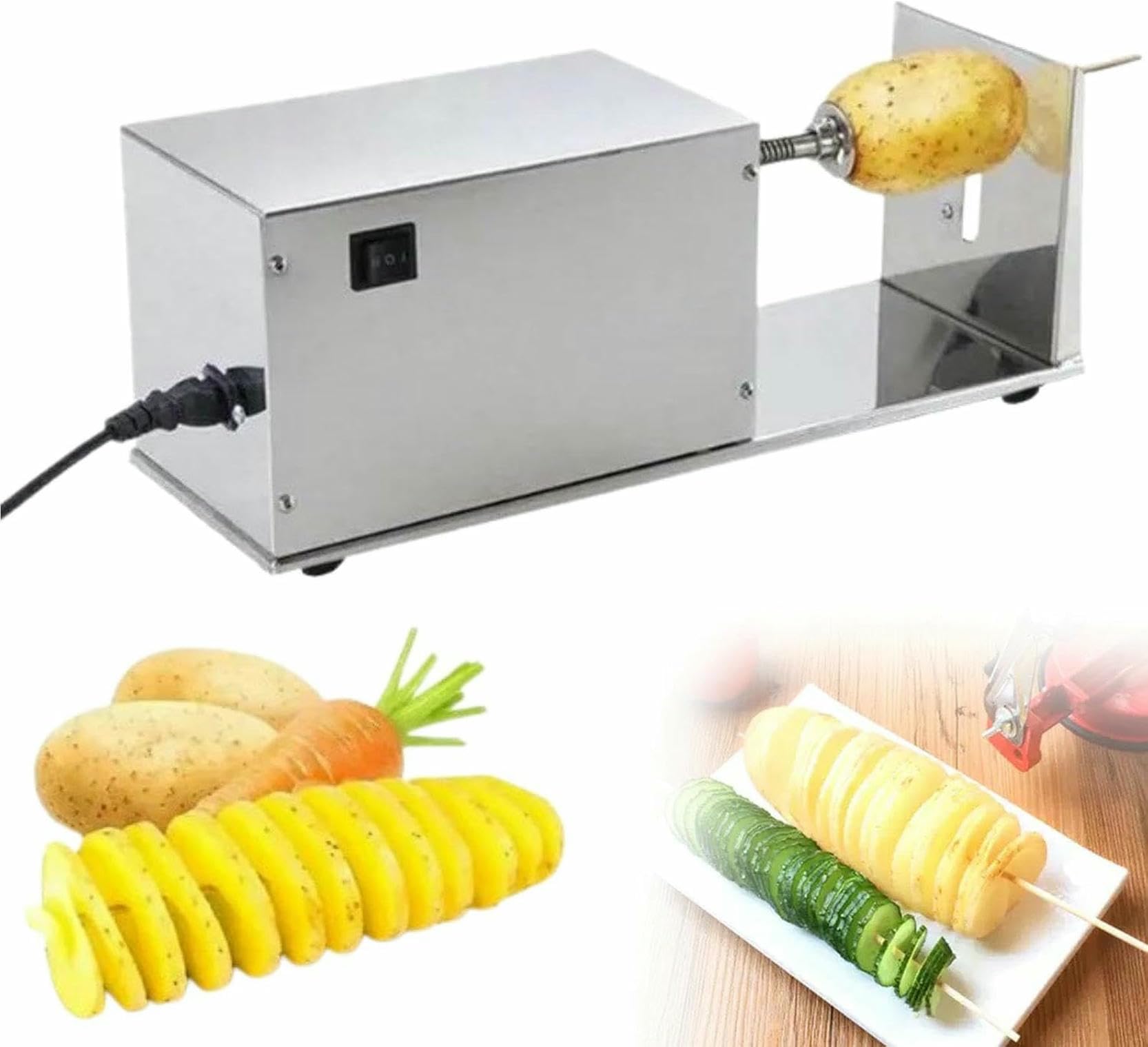 asdchZen Spiral Cutter Of French Fried Potatoes, Stainless Steel Fried Potato Cutter, Spiral Vegetable Cutter, For Domestic And Commercial Use.