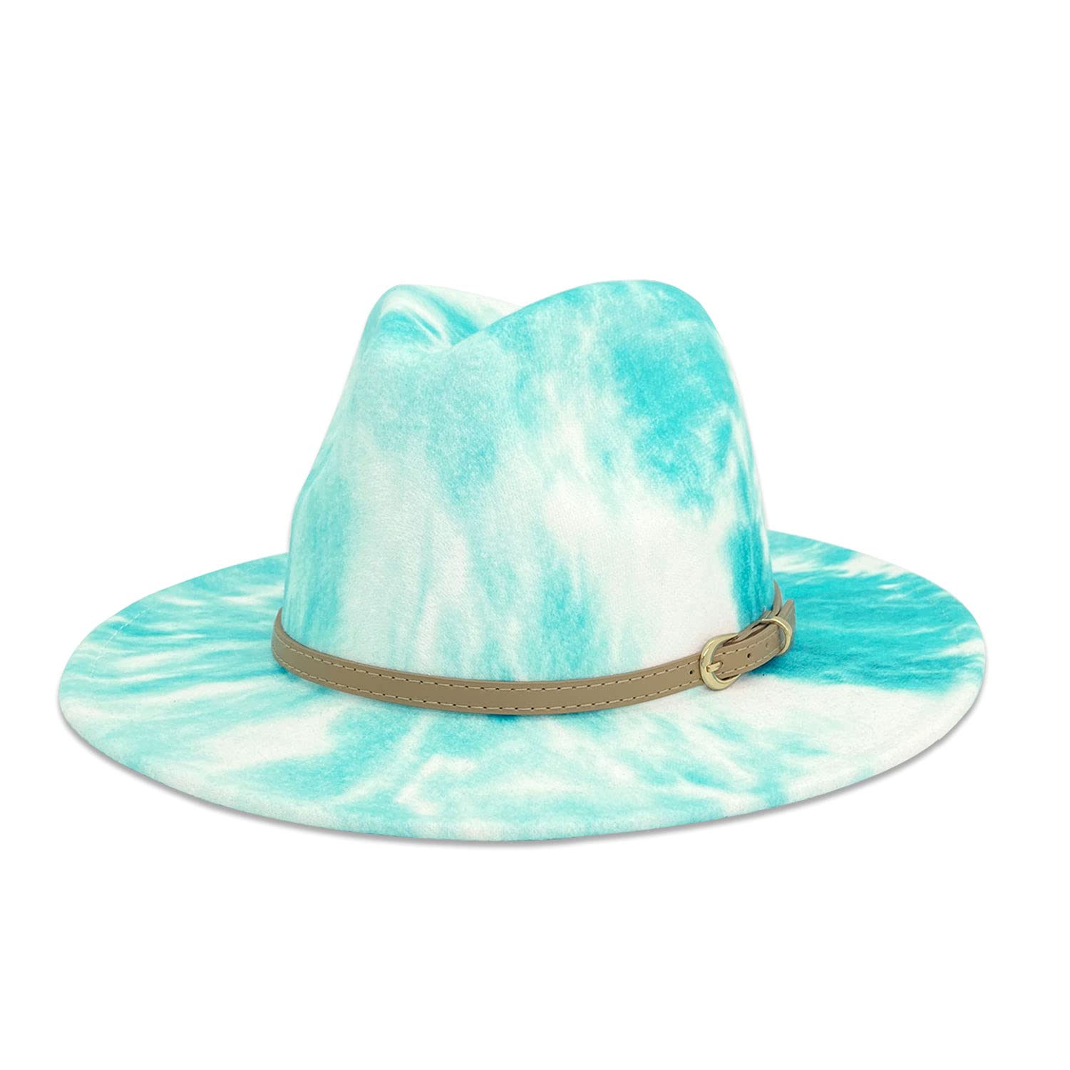 Gossifan Tie Dye Wide Brim Fedora Hats For Women Multicolor 